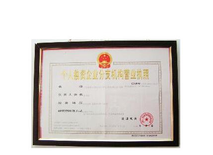 個(gè)人獨(dú)資企業(yè)注冊(cè)執(zhí)照